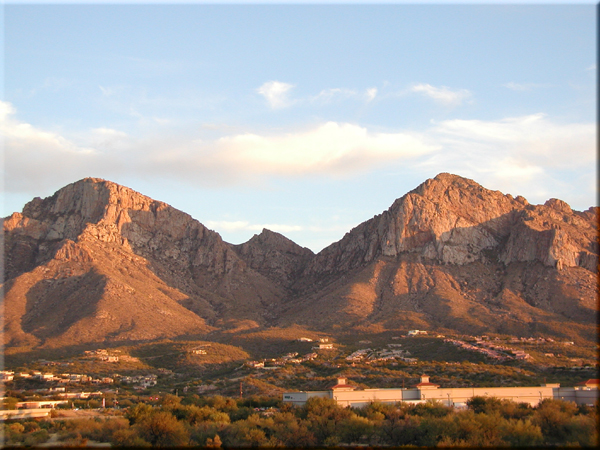 Oro Valley, AZ: view of Pusch Ridge, part of the Catalina Mtns.