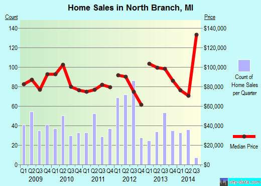 North Branch,MI real estate house value index trend