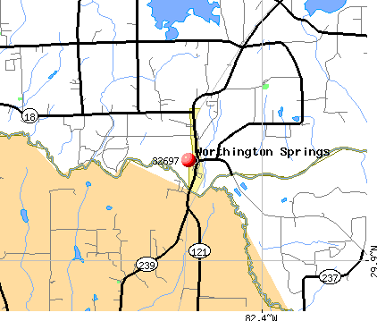 Worthington Springs, FL (32697) map