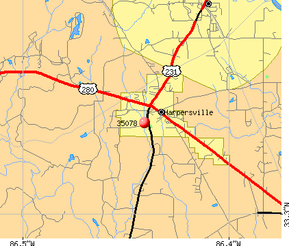 Harpersville, AL (35078) map