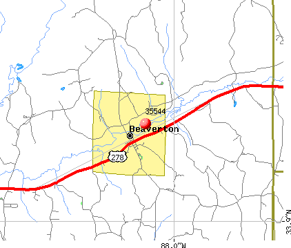 Beaverton, AL (35544) map