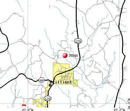 Brilliant, AL (35548) map