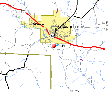 Carbon Hill, AL (35549) map
