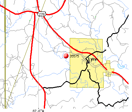 Lynn, AL (35575) map