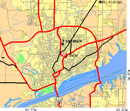 florence zip code map al alabama city profile population