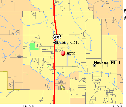 Meridianville, AL (35759) map