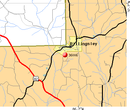 Billingsley, AL (36006) map