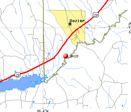 Dozier, AL (36028) map