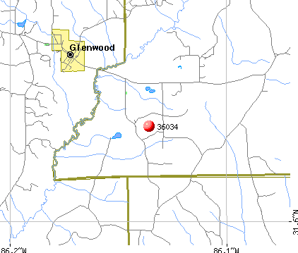 Glenwood, AL (36034) map