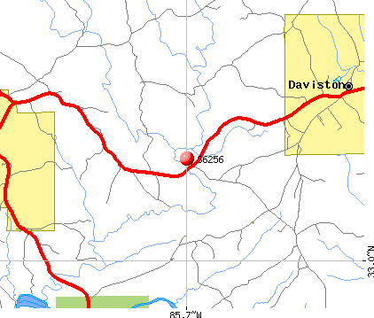 Daviston, AL (36256) map