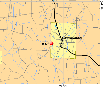 Cottonwood, AL (36320) map