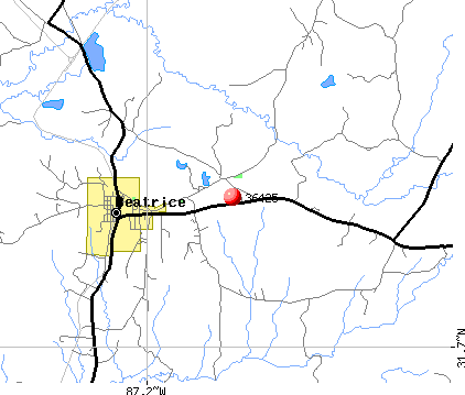 Beatrice, AL (36425) map