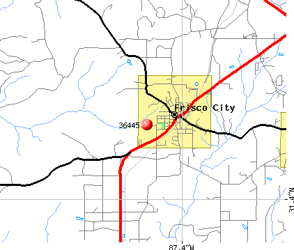 Frisco City, AL (36445) map