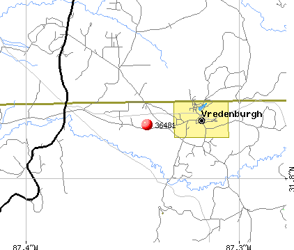 Vredenburgh, AL (36481) map