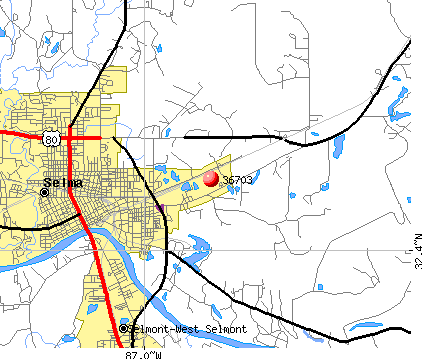 Selma, AL (36703) map