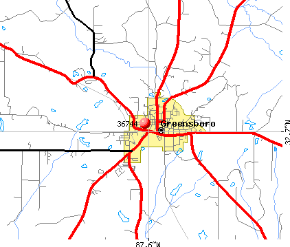 Greensboro, AL (36744) map