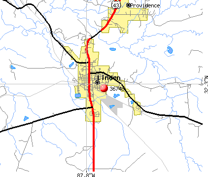 Linden, AL (36748) map