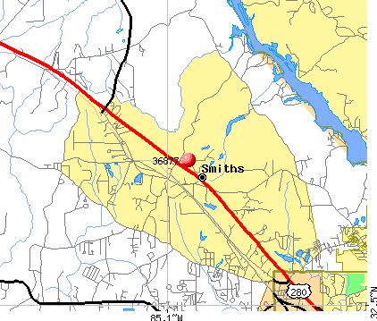 Smiths, AL (36877) map