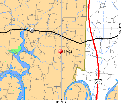 Castalian Springs, TN (37031) map