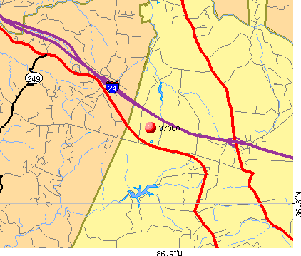 Nashville-Davidson, TN (37080) map