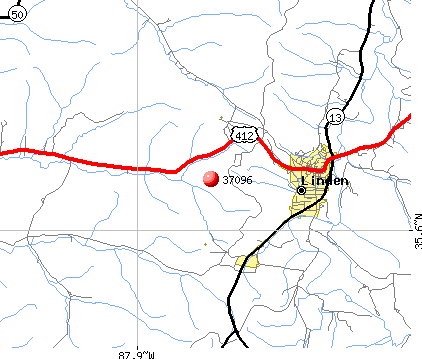 Linden, TN (37096) map
