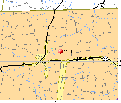 Orlinda, TN (37141) map