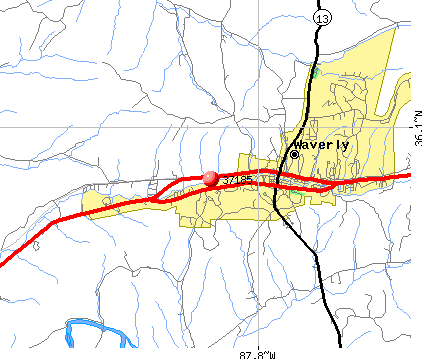 Waverly, TN (37185) map