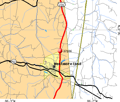 Westmoreland, TN (37186) map