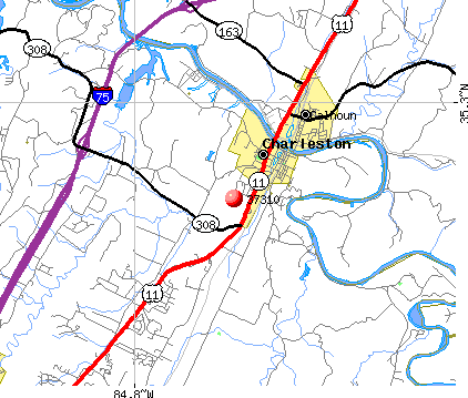 Charleston, TN (37310) map