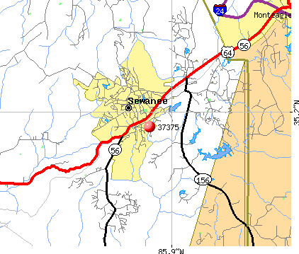 Sewanee, TN (37375) map