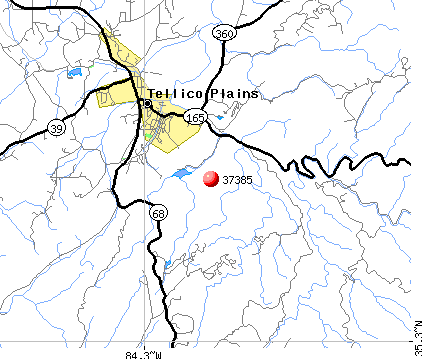 Tellico Plains, TN (37385) map