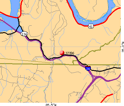 Whiteside, TN (37396) map