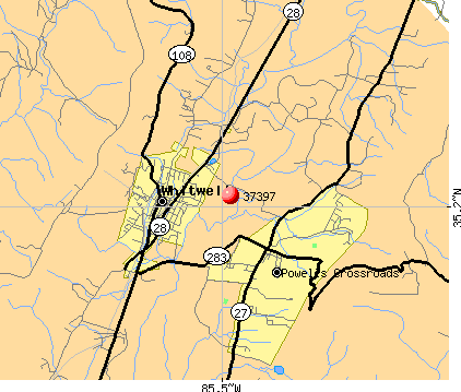 Whitwell, TN (37397) map