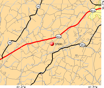 Telford, TN (37690) map