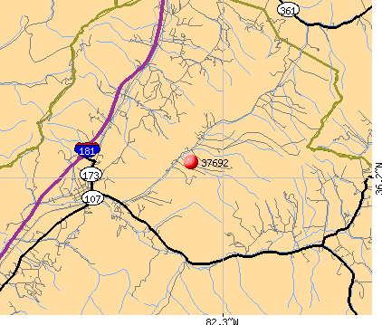 Unicoi, TN (37692) map