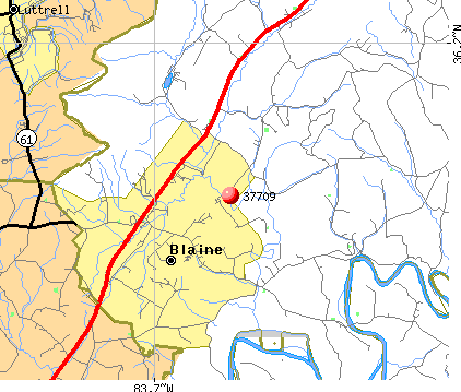 Blaine, TN (37709) map