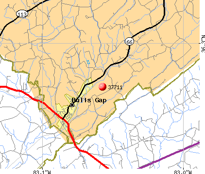 Bulls Gap, TN (37711) map