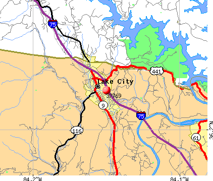 Lake City, TN (37769) map