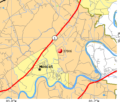 Mascot, TN (37806) map