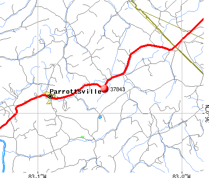 Parrottsville, TN (37843) map