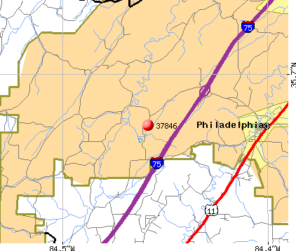 Philadelphia, TN (37846) map