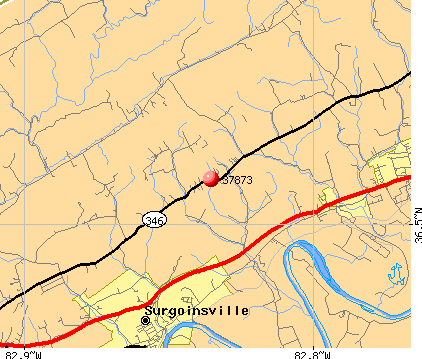 Surgoinsville, TN (37873) map