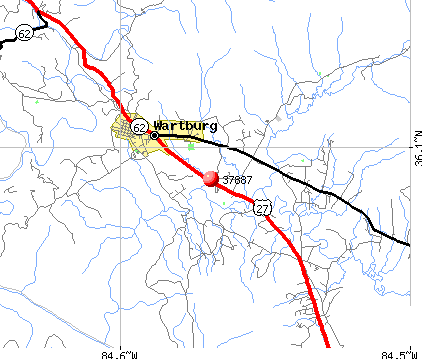 Wartburg, TN (37887) map