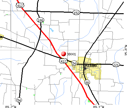 Alamo, TN (38001) map