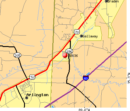 Gallaway, TN (38036) map