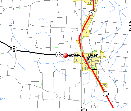 Dyer, TN (38330) map