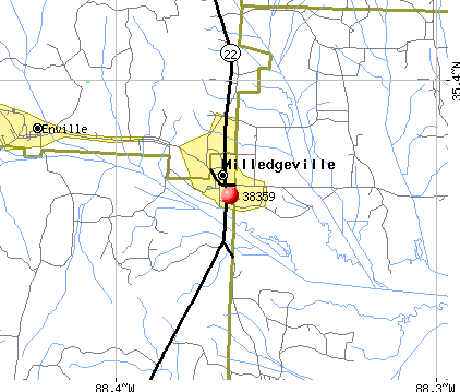Milledgeville, TN (38359) map