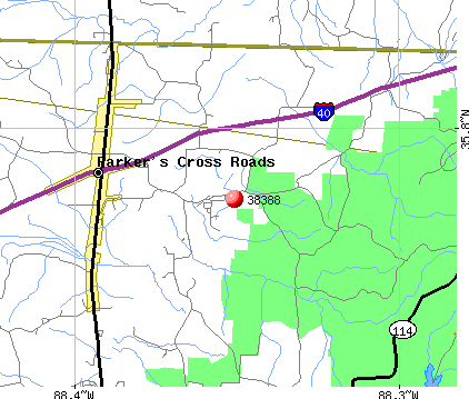 Parkers Crossroads, TN (38388) map