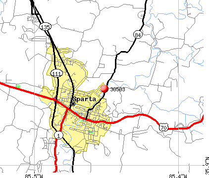 Sparta, TN (38583) map