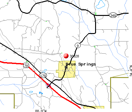 Blue Springs, MS (38828) map